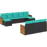 vidaXL 10-delni vrtni komplet sedežnih garnitur z blazinami črne barve poli ratan, (5000293588) | Shoptok.si