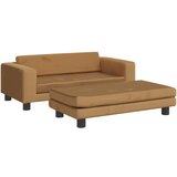 vidaXL Dječja fotelja s tabureom smeđa 100 x 50 x 30 cm baršunasta Cijene