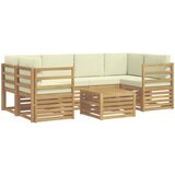 vidaXL Zunanja garnitura za sedenje 7 pcs Bela in krem Poliester, (5000280014) | Shoptok.si