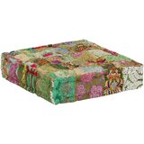  Tabure s patchworkom četvrtasti pamučni 50 x 50 x 12 cm zeleni | shoptok.hr
