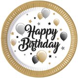 Procos Elegantni rojstnodnevni papirnati krožniki z napisom Happy Birthday, set 8 kosov. | Shoptok.si