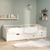 vidaXL Trosed z ležiščem in predali bela trdna borovina 90x200 cm | Shoptok.si