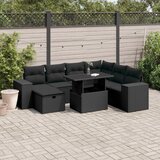  8-dijelni set vrtnih sofa od poliratana s jastucima crni Cijene
