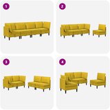  Set namještaja za dnevni boravak s jastukom 4 pcs Žuta Baršun | shoptok.hr