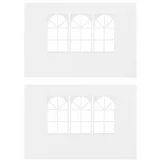  Stranice za šotor za zabave 2 kosa z okni PE bele barve, (20568339)