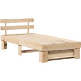 vidaXL krevetna konstrukcija smeđa 75 x 190 cm čvrsta borova drva | shoptok.hr