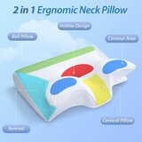 HOMCA 60x40cm 2-v-1 ergonomski ortopedski vzglavnik iz spominske pene | Shoptok.si