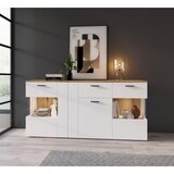 Modern Living Široka Komoda Dalano, Bela, Barva Hrasta | Shoptok.si