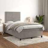 Box spring postelja z vzmetnico svetlo siva 120x200 cm žamet, (20899842) | Shoptok.si