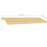  Tenda na ručno uvlačenje s LED svjetlima 600x350 cm žuto-bijela | shoptok.hr