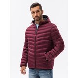 Ombre Men's quilted jacket with satin finish - maroon