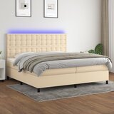 vidaXL Krevet box spring s madracem LED krem 200x200 cm od tkanine Cijene