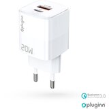  Kućni punjač Plugi PI-D73, QC3.0 PD3.0, PPS, USB-PD 18W+20W, 38W (total) sa PD iPhone lightning kablom beli Cene