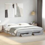 Maison Chic Posteljni okvir - Dvoposteljna postelja - Zakonska postelja s predali siva sonoma 200x200 cm inženirski les, (21696822) | Shoptok.si