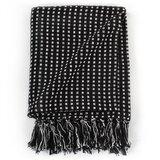  Pamučni pokrivač na kvadratiće 220 x 250 cm crni | shoptok.hr