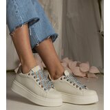 Gemre Beige women's sneakers with chunky laces Kessa | Shoptok.si