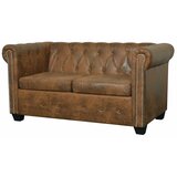 vidaXL Chesterfield kavč dvosed umetno usnje rjave barve cene