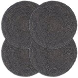  Podmetači 4 kom obični/tamnosivi 38 cm okrugli od jute | shoptok.hr