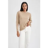 Defacto Regular Fit V Neck Premium Soft Wool Textured Sweater