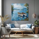  Pejzaž na platnu scenografija s čamcima | akrilni detalji | shoptok.hr