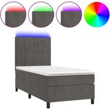  Box spring postelja z vzmetnico LED temno siva 90x190 cm žamet, (20789235) | Shoptok.si