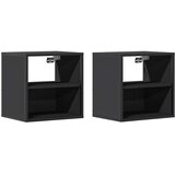  Zidni noćni ormarići 2 kom crni 40x31x39,5 cm Crna | Shoptok.si