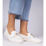 Gemre White women's loafers with a gold ornament Senna | shoptok.hr