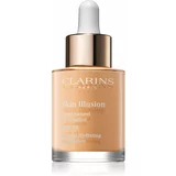 Clarins Skin Illusion Natural Hydrating Foundation posvetlitveni vlažilni tekoči puder SPF 15 odtenek 107 Beige 30 ml