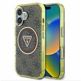 Guess IML 4G Glitter and Triangle Logo MagSafe Zadní Kryt pro iPhone 16 Brown Ovitek za telefon Vijolična | Shoptok.si