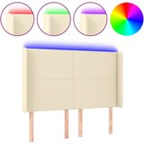 vidaXL LED posteljno vzglavje krem 147x16x118/128 cm umetno usnje, (20738695) | Shoptok.si