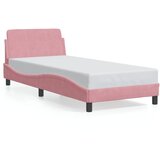 Maison Chic Posteljni okvir - Enojna postelja - Postelja za odrasle z vzglavjem brez vzmetnice roza 90x200 cm žamet-J9380, (21772508) | Shoptok.si