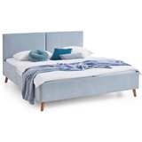 Meise Möbel Svetlo modra oblazinjena zakonska postelja z letvenim dnom 160x200 cm Piano – | Shoptok.si