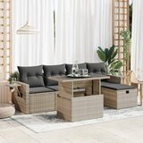Maison Chic Seti vrtnega pohištva - Vrtna garnitura - Vrtni pohištvo set 6-delna z blazinami siv poli ratan, (21805610) | Shoptok.si