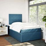 vidaXL Box spring postelja z vzmetnico modra 120x190 cm žamet | Shoptok.si