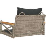 vidaXL Gugalna klop z blazinami siva 63x62x40 cm poli ratan | Shoptok.si