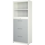 mauser Kombinirana omara s predali za obešalne mape, širina 800 mm, čista bela / aluminijasto siva | Shoptok.si