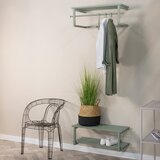 Spinder Design Zelen/siv kovinski stenski obešalnik s polico Marco – | Shoptok.si