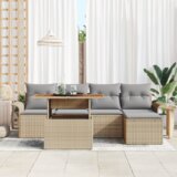  6-dijelni vrtni set sofa s jastučićima Bež Poli Ratan | shoptok.hr