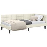  Kutni okvir kreveta s uzglavljem Krema 90 cm x 190 cm Baršun | shoptok.hr