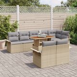  Set za objedovanje od 9 komada s jastucima bež poli ratan acacija | shoptok.hr