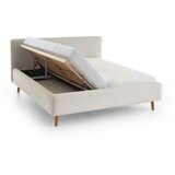 Meise Möbel Kremno bela oblazinjena zakonska postelja s prostorom za shranjevanje z letvenim dnom 160x200 cm Mattis – | Shoptok.si