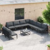 vidaXL Vrtna sedežna garnitura 9 pcs Antracitna Jeklo | Shoptok.si