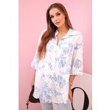 Kesi Włoski Women's patterned shirt with collar and pocket blue | shoptok.hr