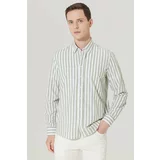 AC&Co / Altınyıldız Classics Men's Mint White Slim Fit Slim Fit Slim Fit Collar Hidden Buttons Collar Cotton Shirt