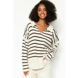 Trendyol Sweater - Beige - Oversize Cene