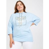 Fashion Hunters Light blue everyday plus size blouse with 3/4 sleeves Cene
