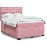  The Living Store Box spring postelja z vzmetnico roza 140x190 cm žamet - Box Spring Postelja, (21492368) Cene