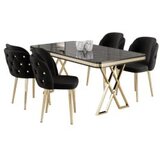 Hanah home set trpezarijski sto i 4 stolice rigel black marble gold black | ePonuda.com