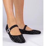 Gemre Black women's ballet flats with buckle and crystals Piona | Shoptok.si