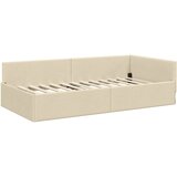 vidaXL Kutni okvir kreveta s uzglavljem Krema 100 x 200 cm tkanina | shoptok.hr